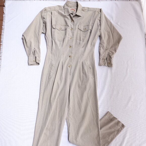 Vintage 1980s Banana Republic Khaki Utility Jumpsuit Size Small Safari - Picture 1 of 13